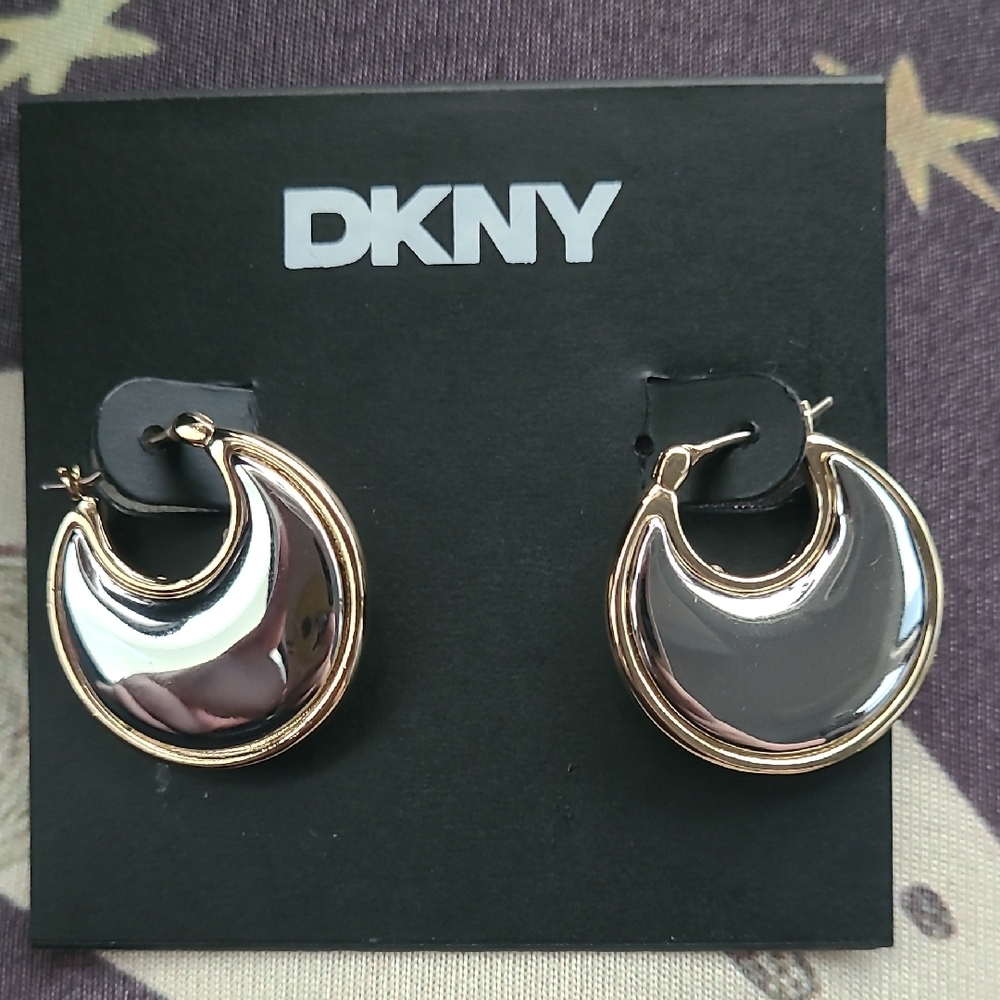 DKNY Two-Tone Crescent Earrings